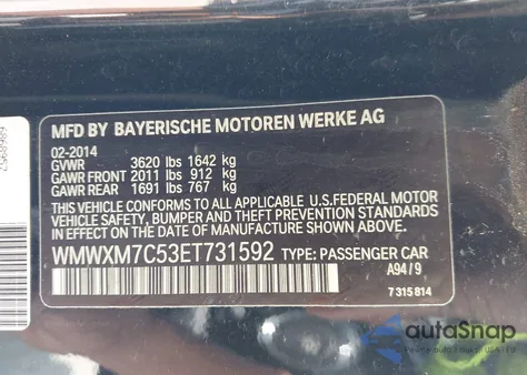 2014 Mini Hardtop Cooper S from USA, damaged, VIN WMWXM7C53ET731592